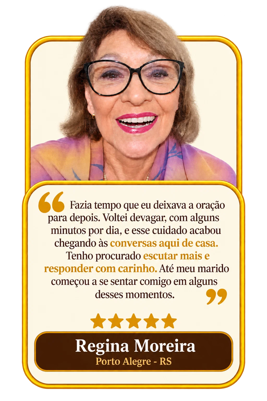 Depoimento de Regina Moreira sobre a jornada de oração com Padre Sergio